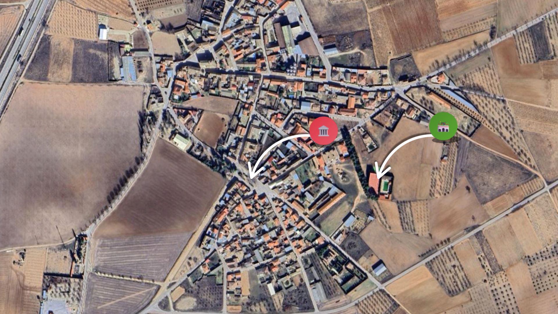 Mapa de Pozoamargo con ubicaciones de eventos